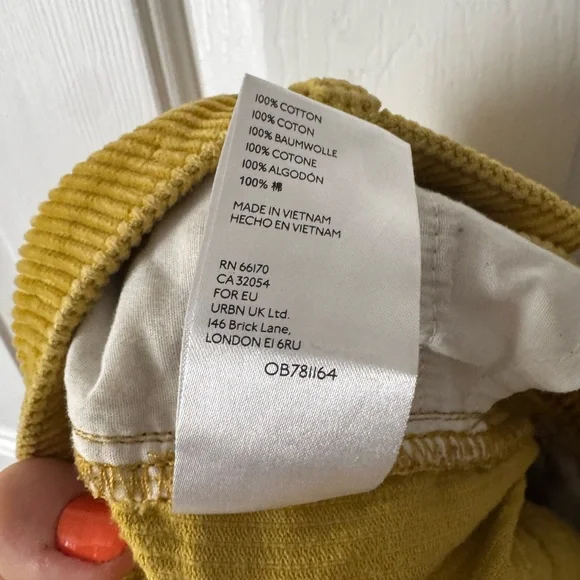 BDG Mom High-Rise Corduroy Pants | Chartreuse Yellow | Women's Size 25 0554 - Picture 7 of 7